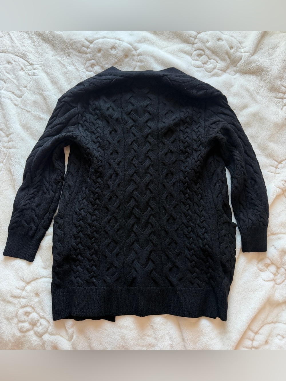 Wilfred Charlisa Merino Wool Cable Knit Cardigan Sweater Black Womens Size S - Picture 2 of 3